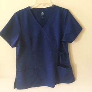 Maevn size medium scrub top royal blue front tie